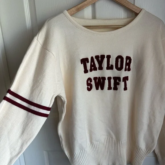 Taylor Swift Ivory and Maroon Sweater - Picture 2 of 5